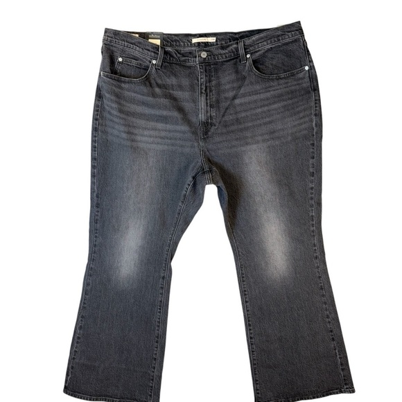 NWT Levis 70s HIGH FLARE Gray Black Denim Jeans Womens Size 24W - Picture 1 of 8